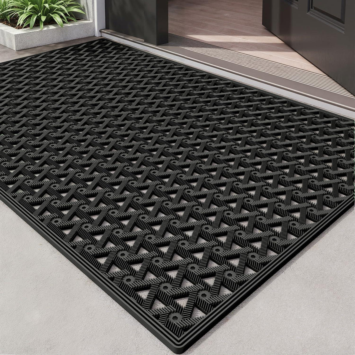 Fußmatte Outdoor rutschfest 81 x 122 cm Schwarz