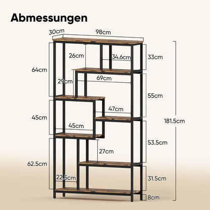 Standregal mit 7 Ablagen – Bücherregal für Wohnzimmer & Büro
