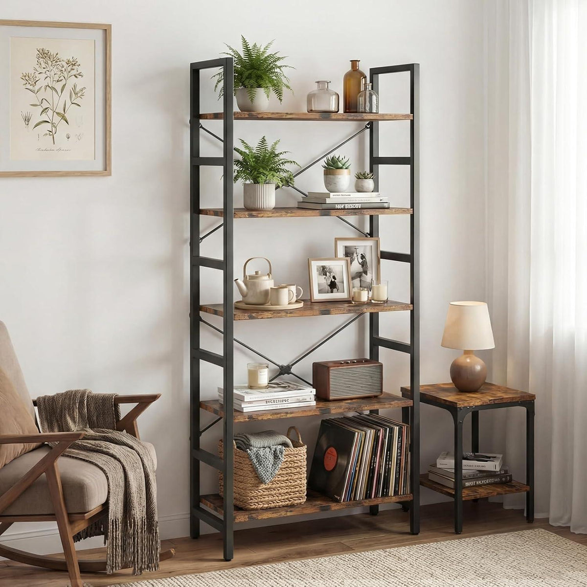 5-Ebenen Bücherregal | Standregal für Küche, Wohnzimmer & Schlafzimmer