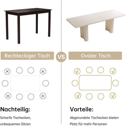 Rechteckiger Esstisch Creme 200 cm mit 8 Stühlen