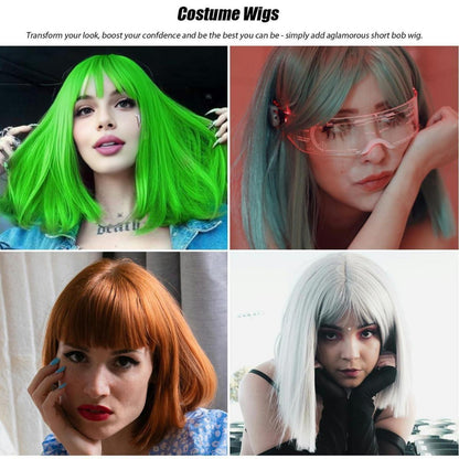 Rote Bob Perücke mit Pony – 30cm Synthetik Perücke für Cosplay