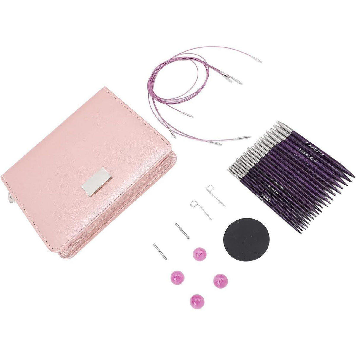 Austauschbares Stricknadel-Set Rosenholz 3-6,5 mm mit Tasche