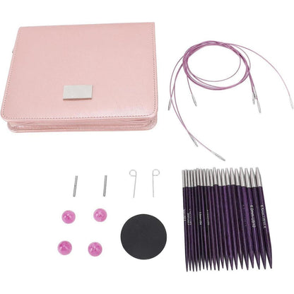 Austauschbares Stricknadel-Set Rosenholz 3-6,5 mm mit Tasche