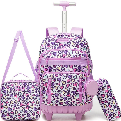 Schulrucksack Trolley Mädchen Herz Motiv – Schultasche mit Rollen