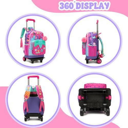Schulrucksack Trolley Mädchen Rosa Eiscreme mit Lunchbag & Federmäppchen