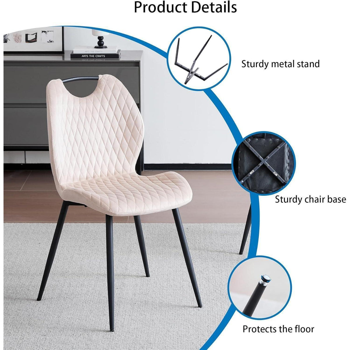 2er-Set Esszimmerstühle Beige – Polsterstuhl Küche Wohnzimmer