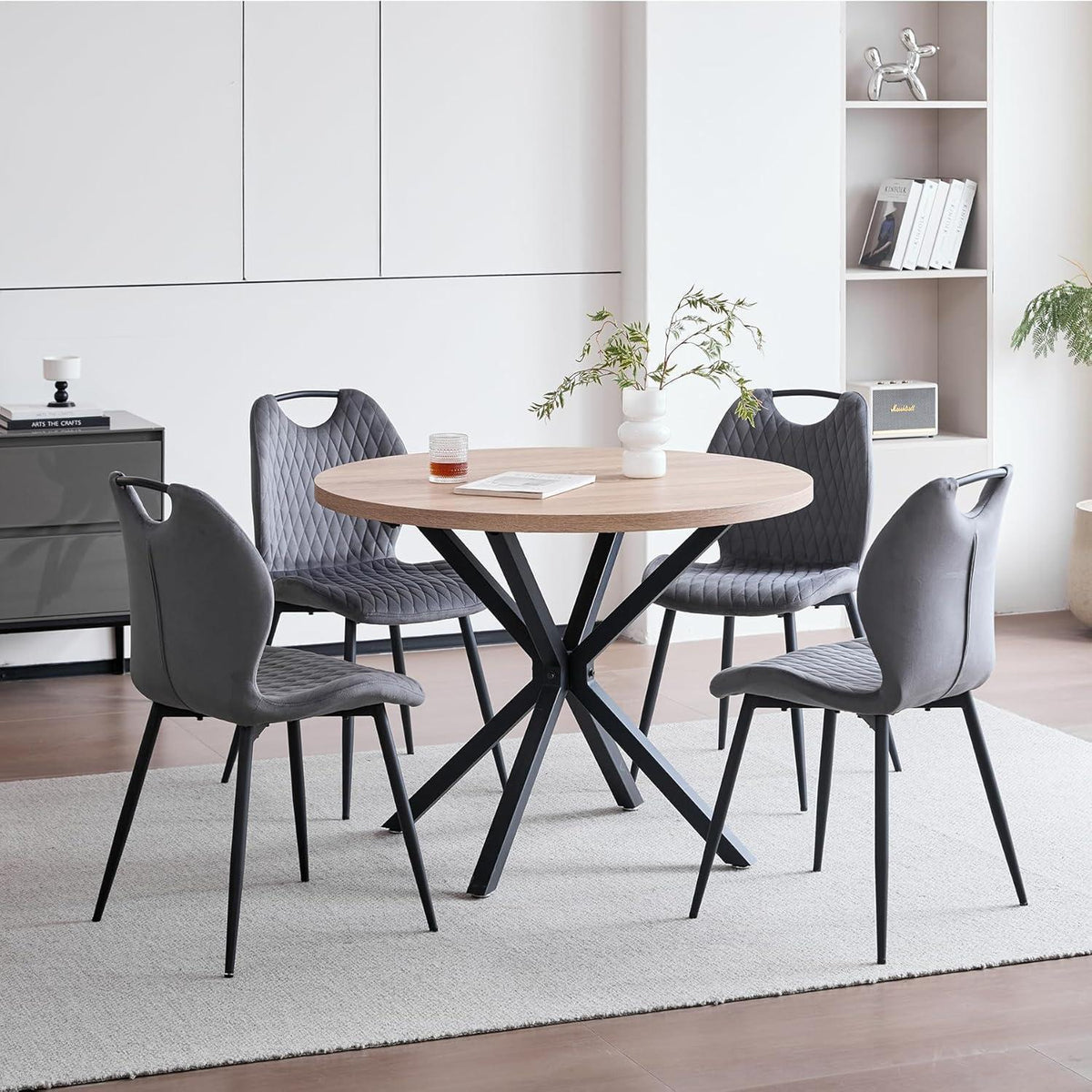 4er-Set Esszimmerstühle Grau – Polsterstühle für Küche & Wohnzimmer