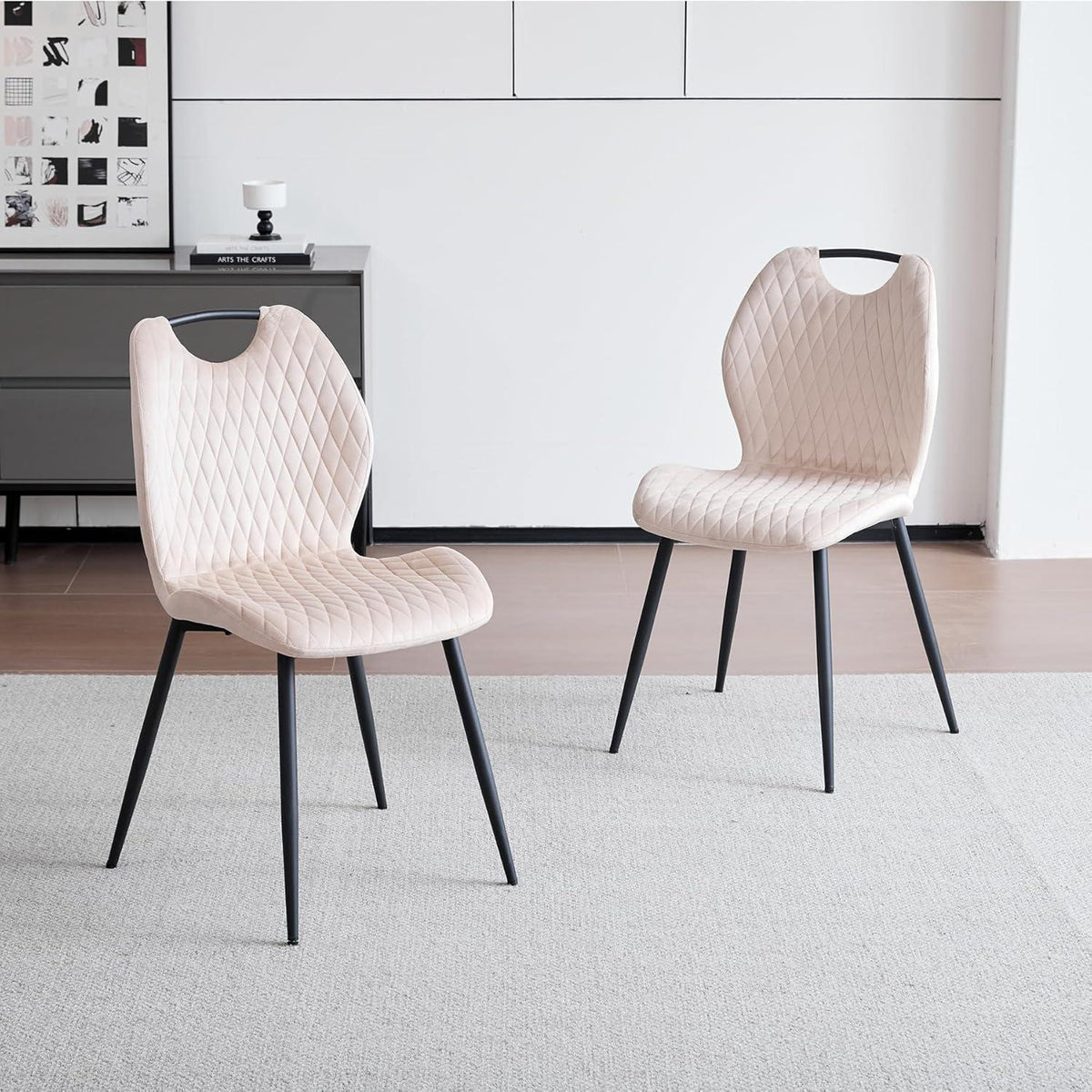 6 Esszimmerstühle Beige – Polsterstuhl Set für Küche & Wohnzimmer