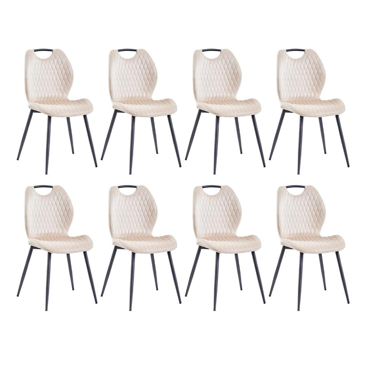 8 Esszimmerstühle Beige – Polsterstühle mit Metallbeinen