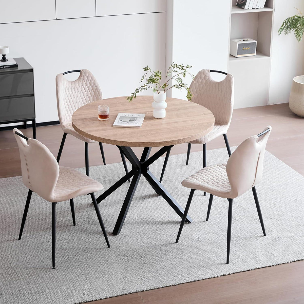 8 Esszimmerstühle Beige – Polsterstühle mit Metallbeinen