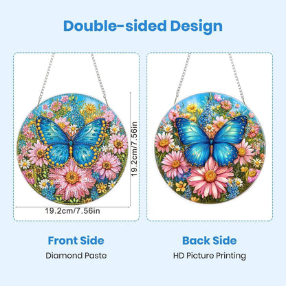 Diamant Painting Anhänger Blauer Schmetterling mit Kette