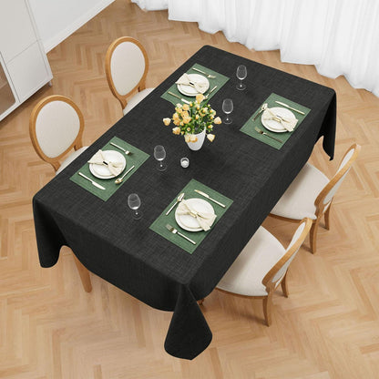 Dunkelgraue Leinen-Optik Tischdecke 80x80 cm – Wasserabweisend