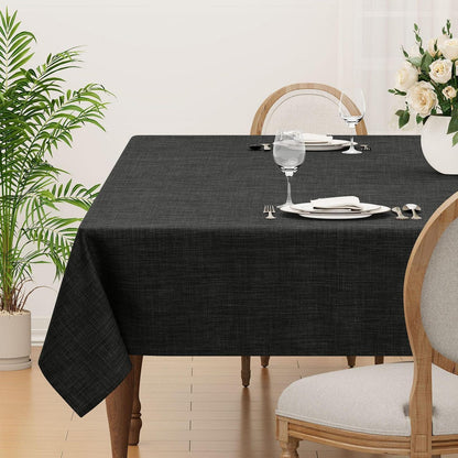 Dunkelgraue Leinen-Optik Tischdecke 80x80 cm – Wasserabweisend