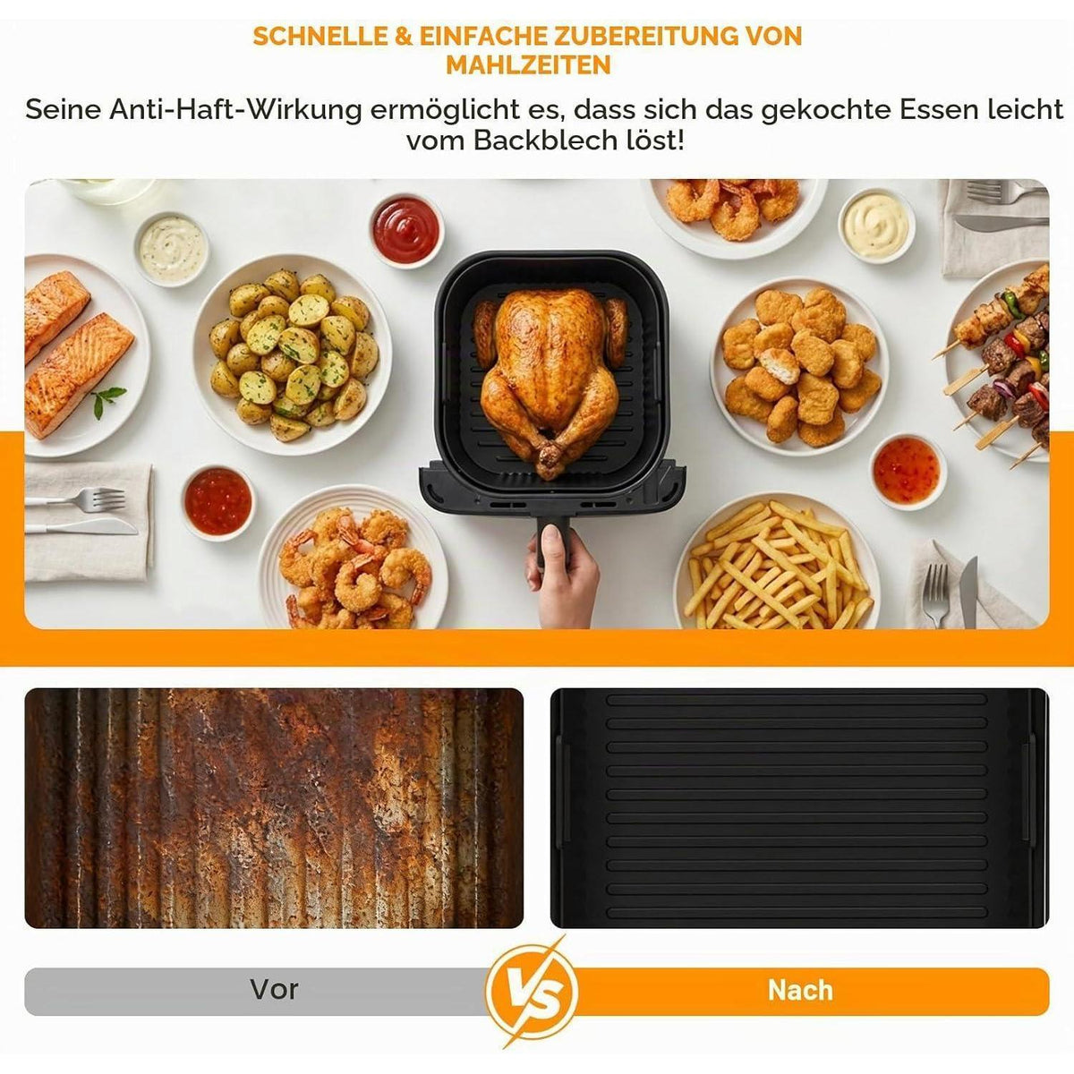 Silikonform für Heißluftfritteuse – 2er Set, 24 cm