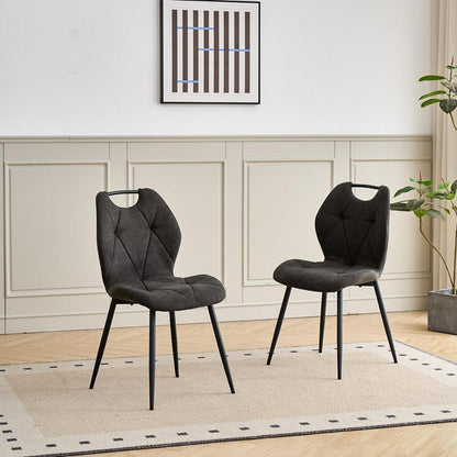 Gepolsterte Esszimmerstühle 2er-Set, skandinavischer Stil Schwarz