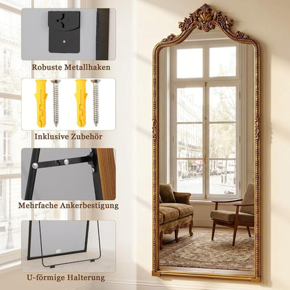 Großer Standspiegel Retro Gold 180x80 cm – Ganzkörperspiegel