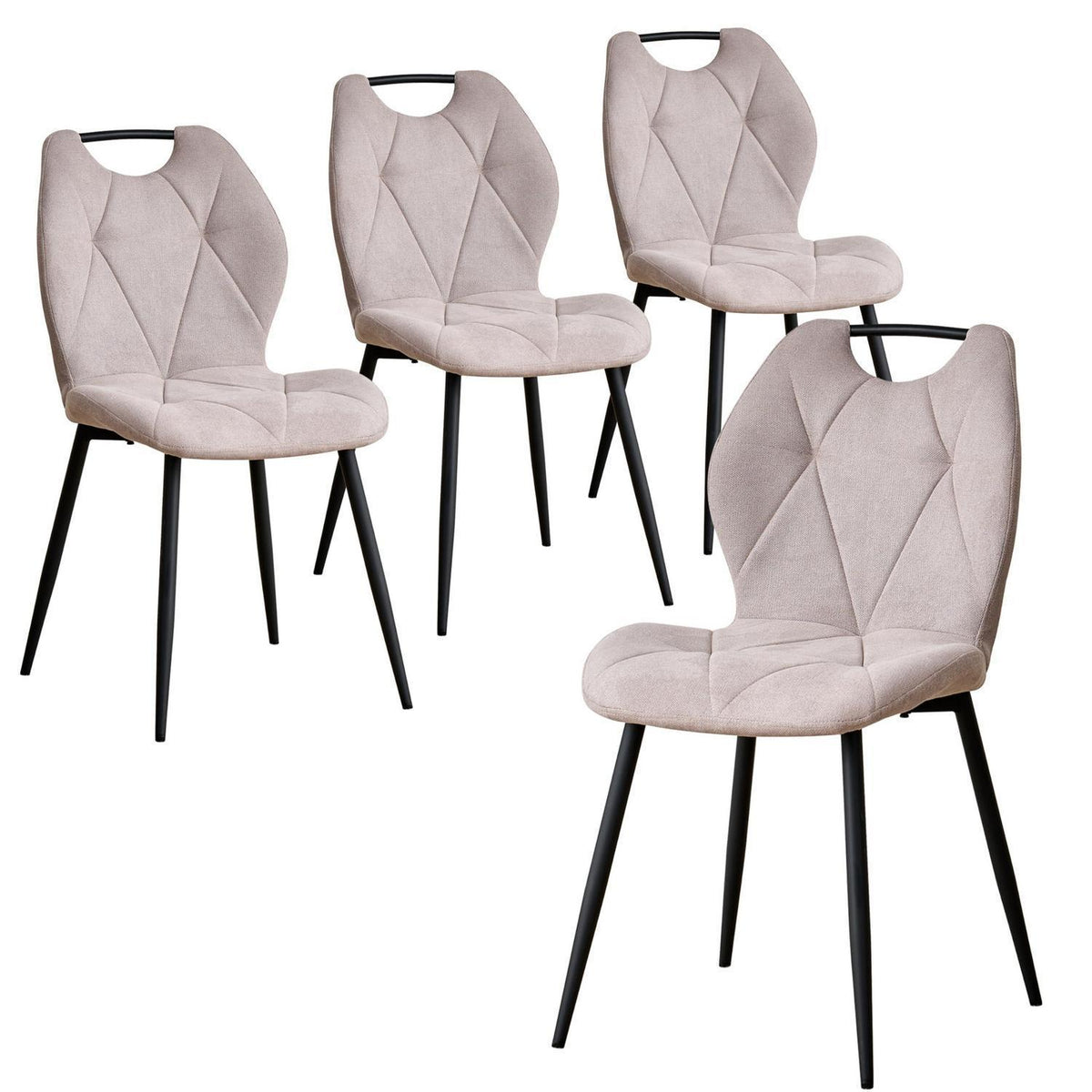 Gepolsterte Esszimmerstühle im skandinavischen Stil – Beige 4er-Set