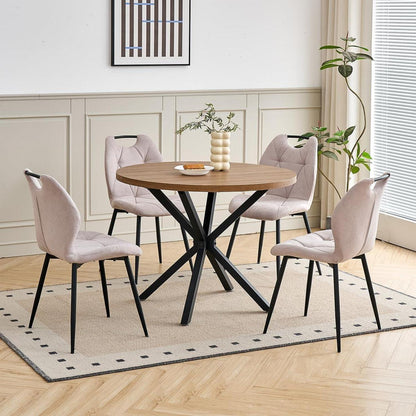 Gepolsterte Esszimmerstühle im skandinavischen Stil – Beige 4er-Set