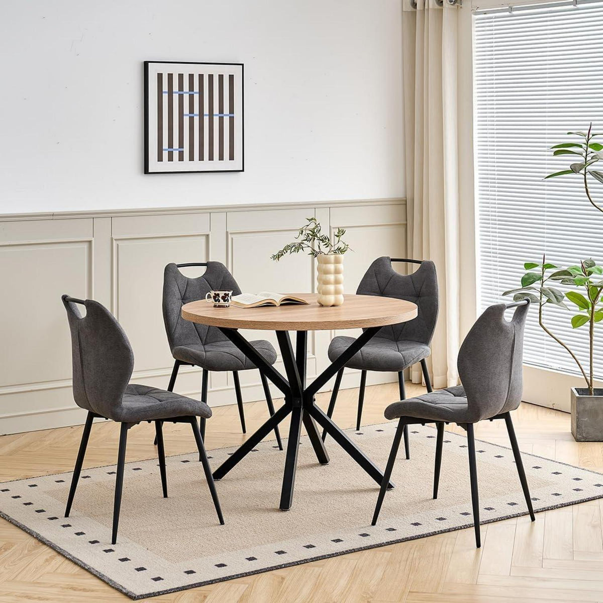 Gepolsterte Esszimmerstühle Set 8 – Grau, Skandinavisch