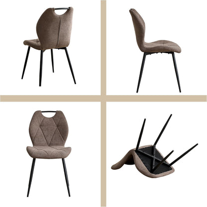 Gepolsterte Esszimmerstühle Set 8 – Braun, Skandinavisch
