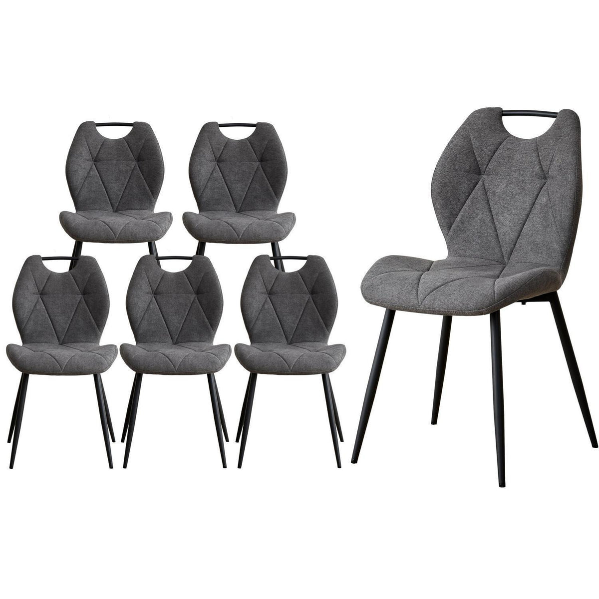 Gepolsterte Esszimmerstühle Set 6 – Grau, Skandinavisch