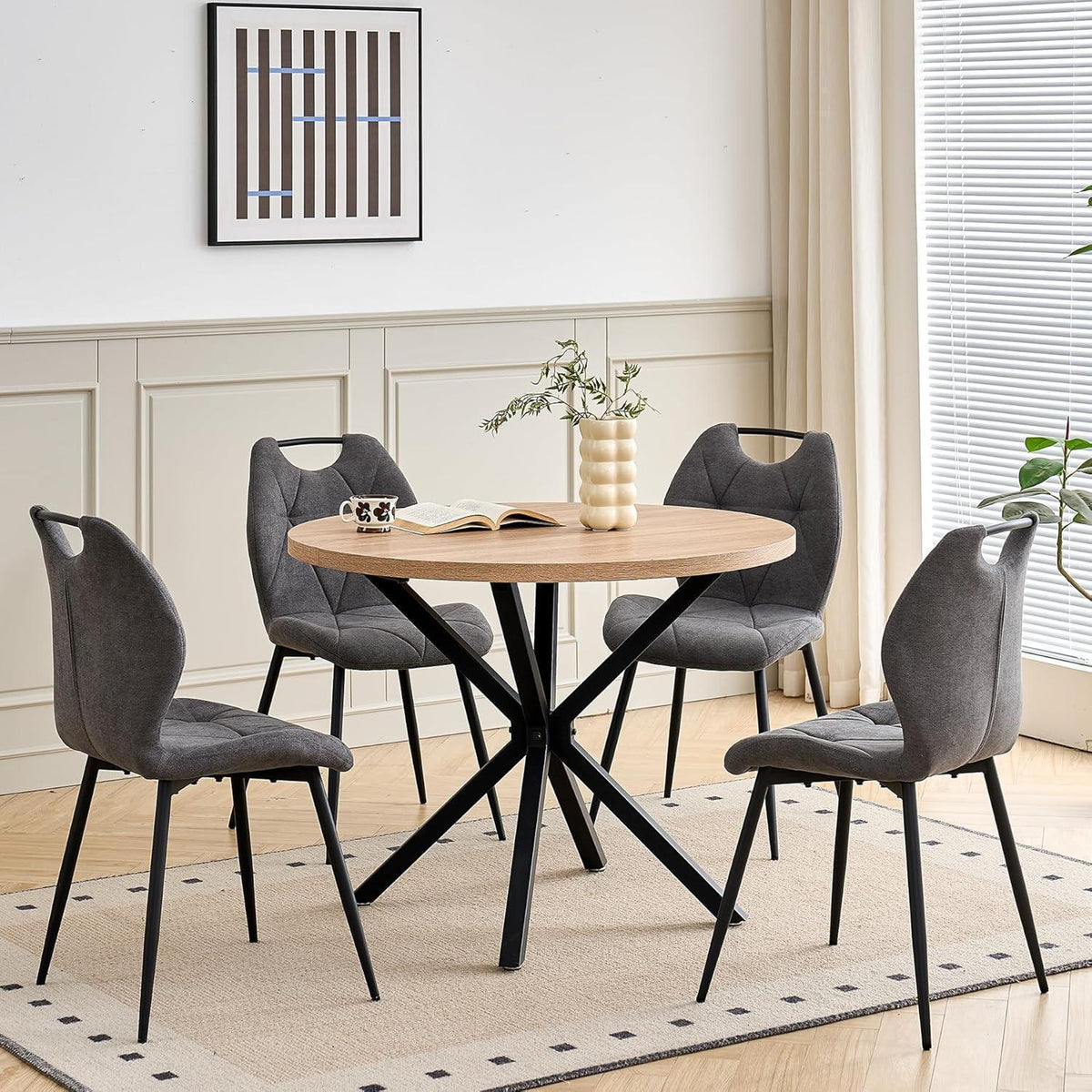 Gepolsterte Esszimmerstühle Set 6 – Grau, Skandinavisch