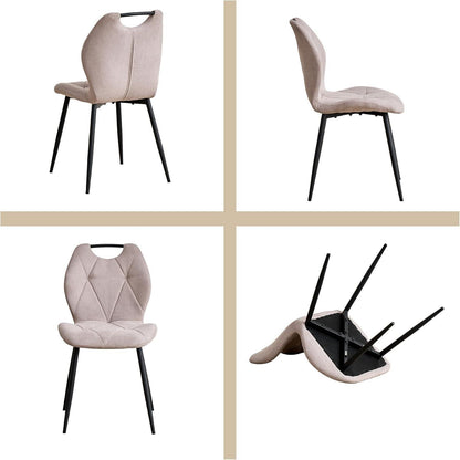 Gepolsterte Esszimmerstühle im skandinavischen Stil, Beige (8er-Set)