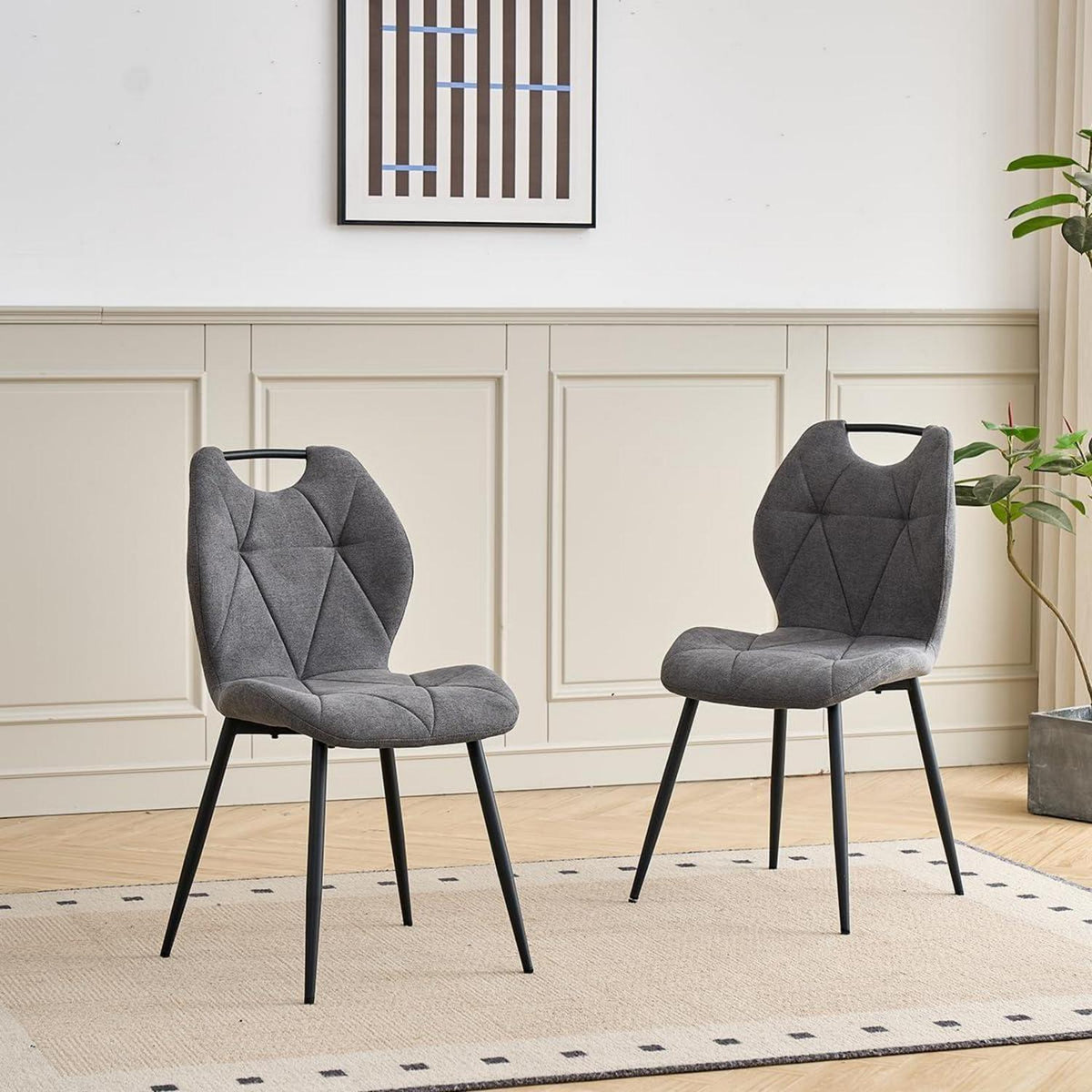Gepolsterte Esszimmerstühle Set 4 – Grau, Skandinavisch