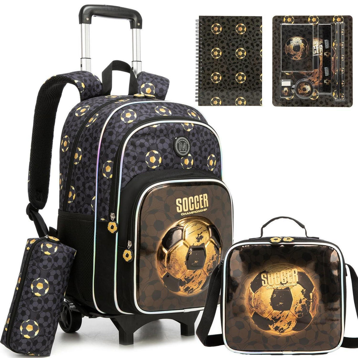 Schulrucksack Trolley Jungen Fußball – 5-teiliges Set