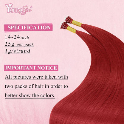 Rote Echthaar Nanoring Extensions 60cm – Remy Haarverlängerung