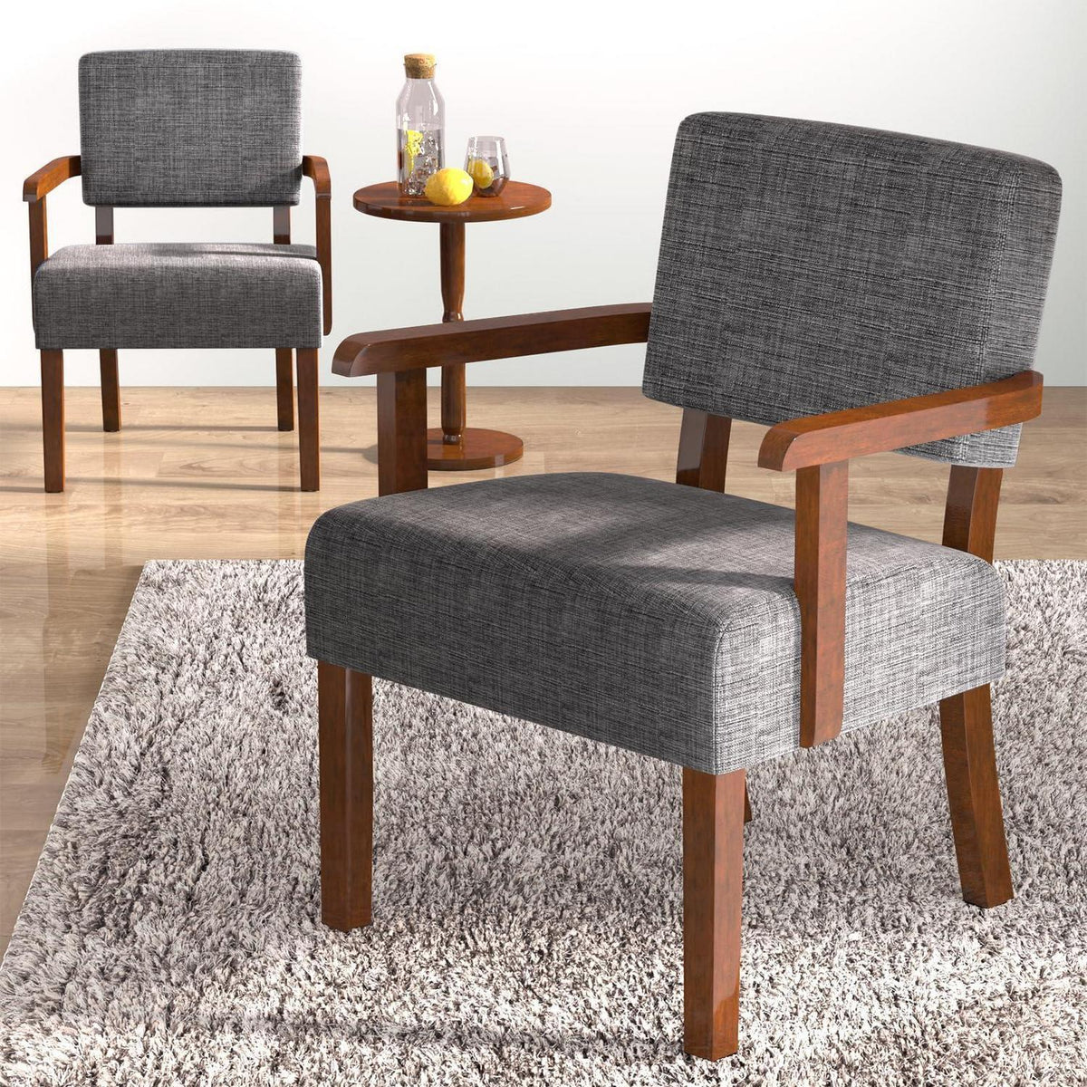 Loungesessel Set Grau: 2 Sessel & 1 Tisch für Wohnzimmer & Co.