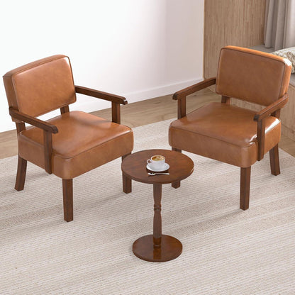 Lounge-Sessel Set (2 Sessel + 1 Tisch) Braun, Lederoptik