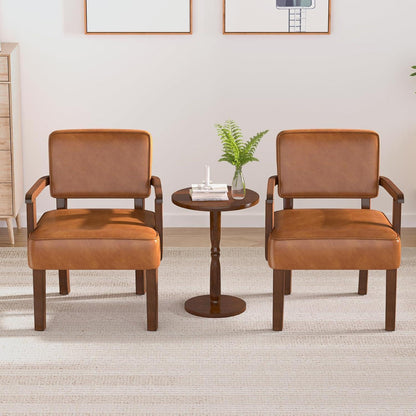 Lounge-Sessel Set (2 Sessel + 1 Tisch) Braun, Lederoptik
