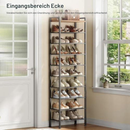 Schuhregal 10 Ablagen – Schmaler Schuhschrank Vintagebraun