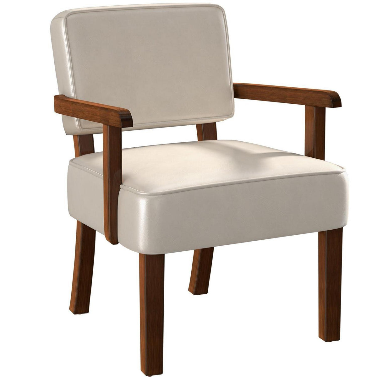 Retro Loungesessel Beige mit Fußhocker & weichem Sitz in Lederoptik