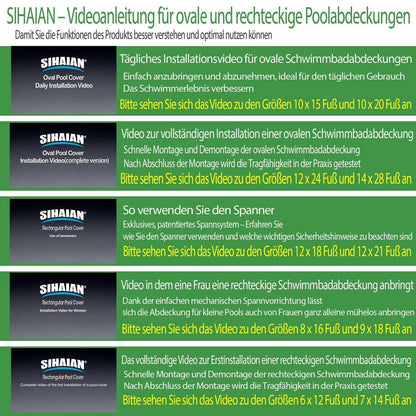 Poolabdeckung Rechteckig 549x274 cm mit 4-Ecken-Verriegelung