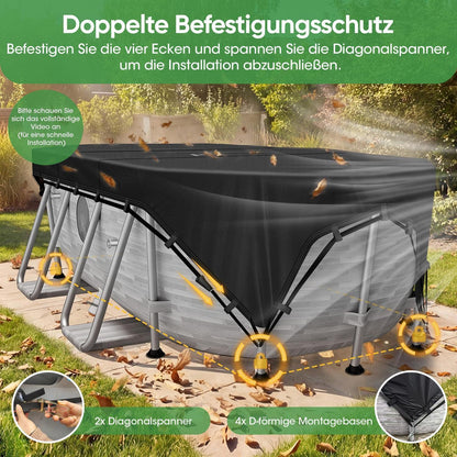Poolabdeckung Rechteckig 549x274 cm mit 4-Ecken-Verriegelung