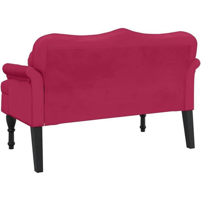 Sitzbank 2-Sitzer mit Kissen, Weinrot, Samtoptik & Modernes Design