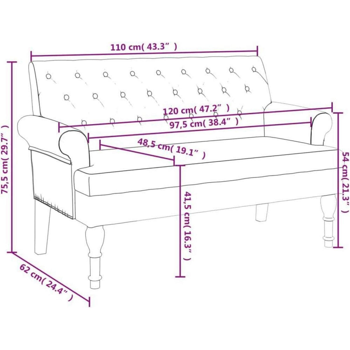 Sitzbank mit Rückenlehne – Retro-Couch für Wohnzimmer & Schlafzimmer