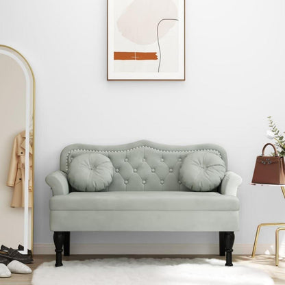 2-Sitzer Samt Sofa mit Kissen – Modernes Polstersofa Hellgrau