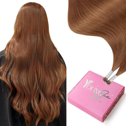 Echthaar Nano Ring Extensions Kupfer 60cm – Remy Haarverlängerung