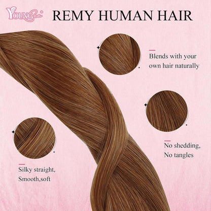 Echthaar Nano Ring Extensions Kupfer 60cm – Remy Haarverlängerung