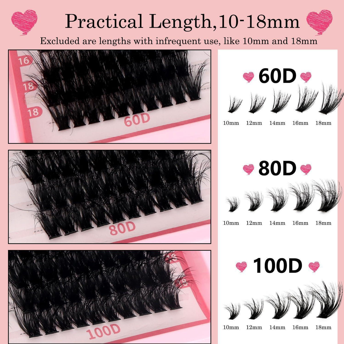 Wimpern Extensions Set 300 Stück – Voluminöse Lash Clusters 10-18mm