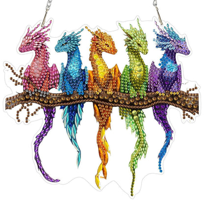 Diamant Painting Anhänger Drache – DIY Fensterbild Set