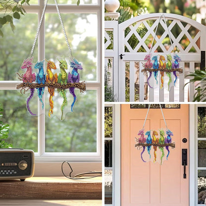 Diamant Painting Anhänger Drache – DIY Fensterbild Set