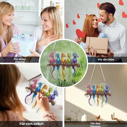 Diamant Painting Anhänger Drache – DIY Fensterbild Set