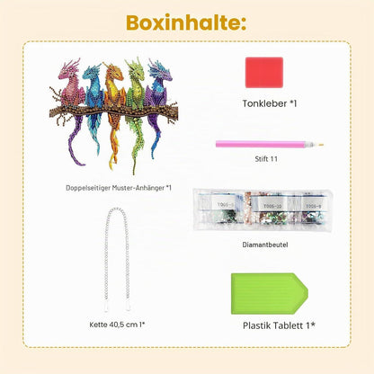Diamant Painting Anhänger Drache – DIY Fensterbild Set