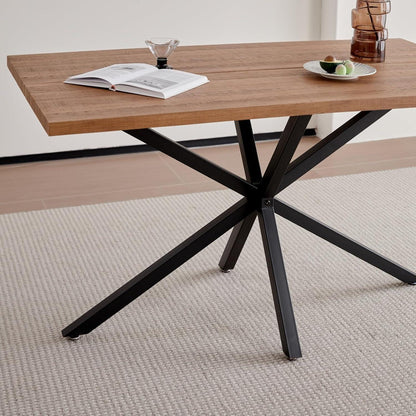 Esszimmer-Set 140cm | Quadratischer Tisch + 4 Leinenstühle