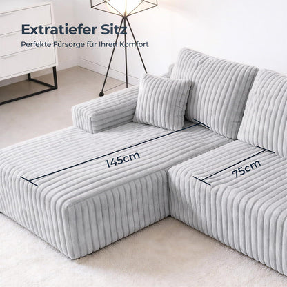 Cloud Ecksofa 105" modular, hellgrau mit Chaiselongue