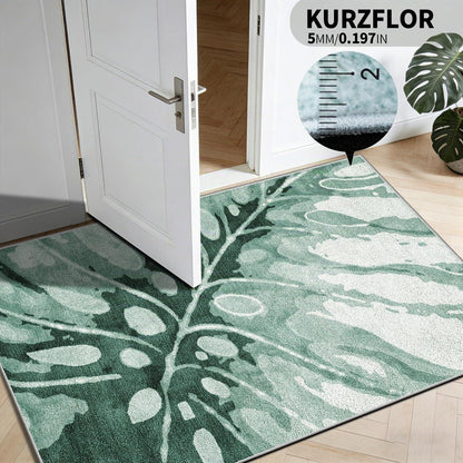 Grüner Kurzflor Teppich 160x230cm – Waschbar & Rutschfest
